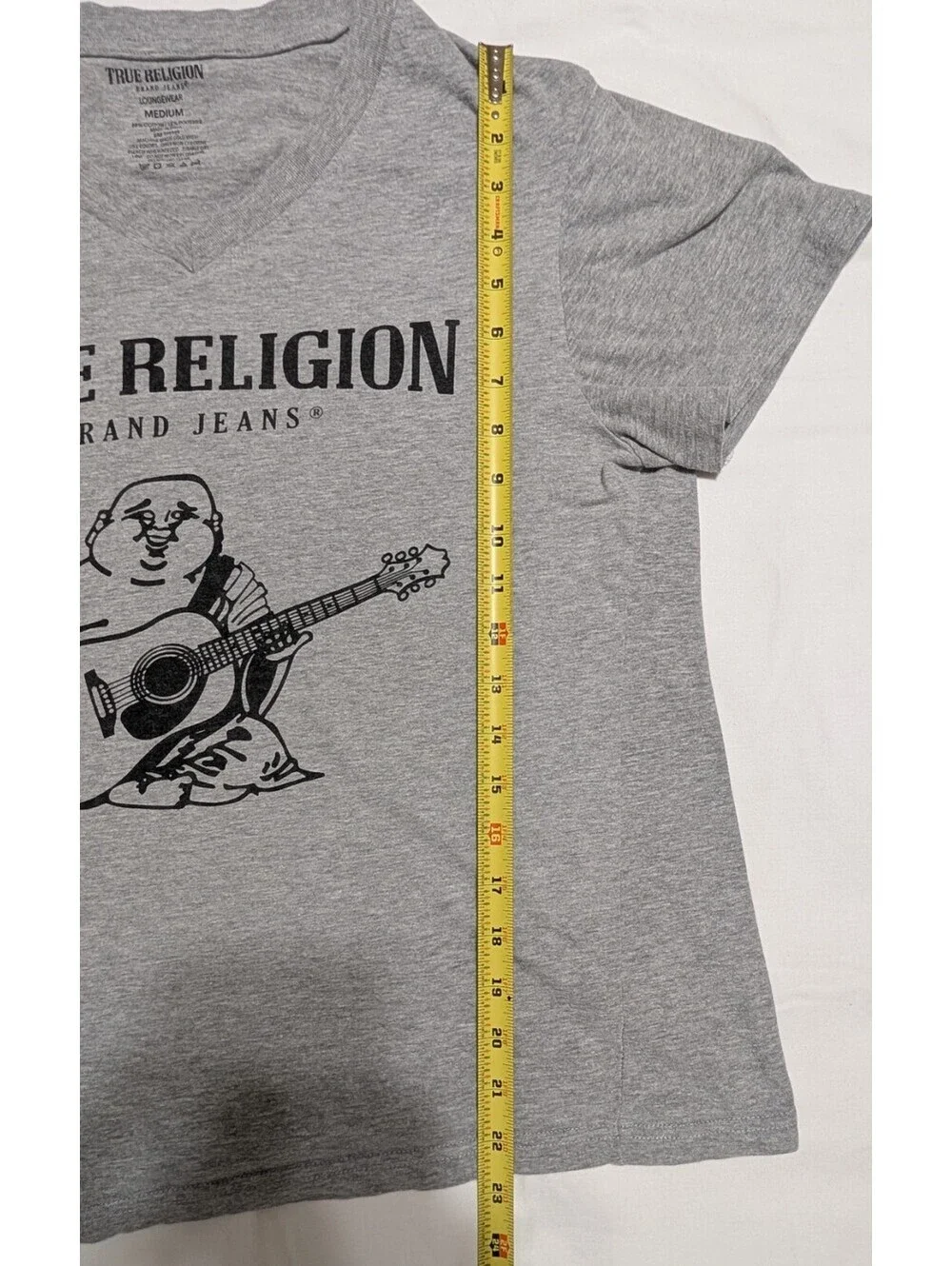 True Religion Loungewear Medium Gray Buddha Guitar Graphic T-Shirt M
